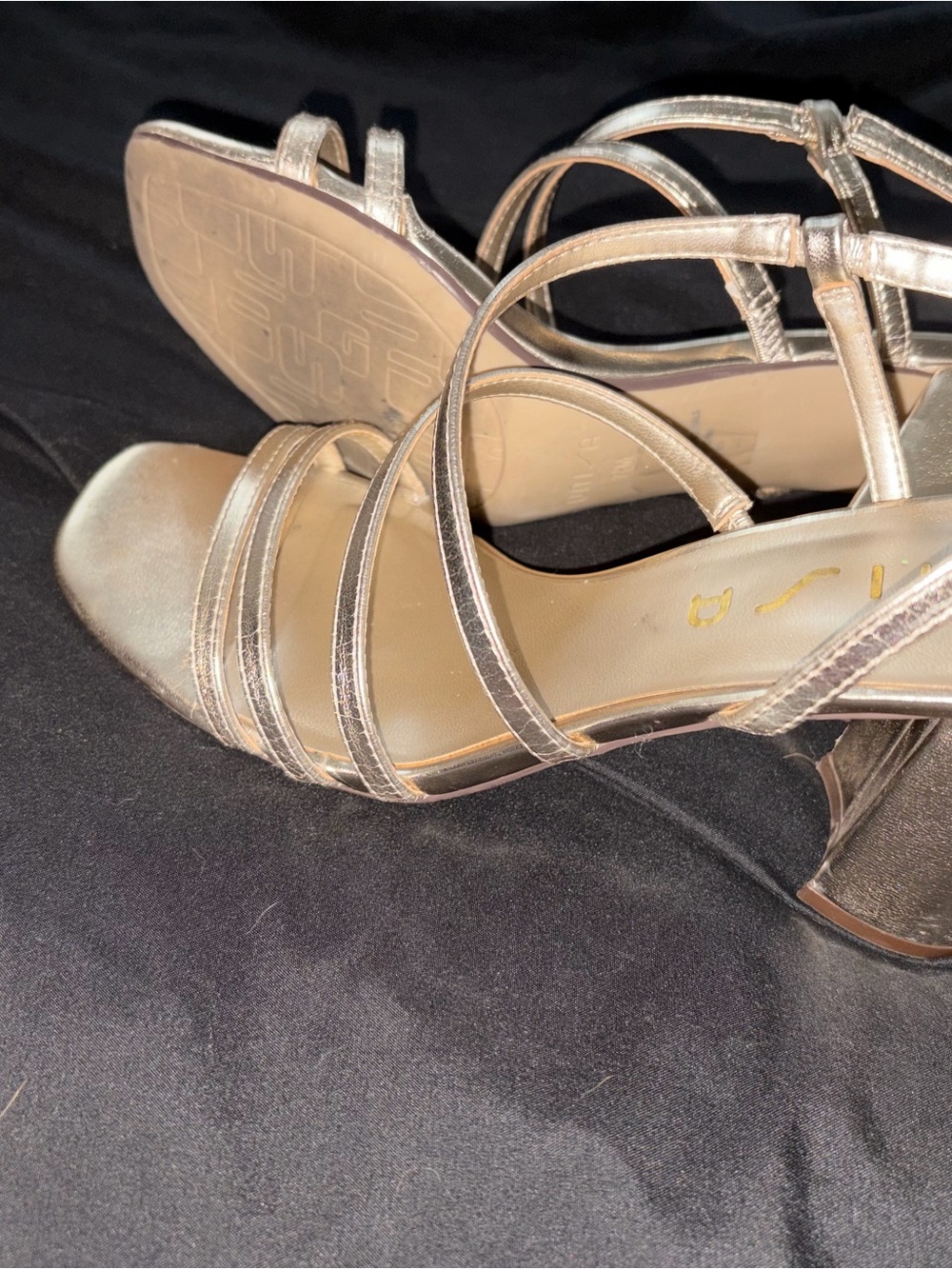 Unisa Women's Metallic Strappy Heeled Sandals - Gold
